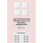 Moonzy Minimalist & Cozy Fermuarlı Kırlent Iç Astarı , 4 Lü Pakette , 8 Farklı Ebat Seçeneği, Beyaz, Nonwoven Kumaş - 50 x 50