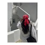 MOORİ Kırmızı Patchwork Desenli Pamuklu Bandana Fular 60x60 cm – Kaymaz İnce Kumaş, Saç Bandanası, Boyun ve Bel Fuları
