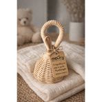 Moory Bej Ahşap Rattan Saf Doğal Bambu Makaras Çıngırak Bebek