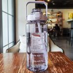 Mor 2l 64OZ 2 Litre Su Pipetli Şişe Kadın Kızlar Büyük Taşınabilir Seyahat Şişeleri Spor Fitness Fincan Yaz Soğuk Su Zaman Ölçeği ile (Yurt Dışından) - Renkli - Water Bottles