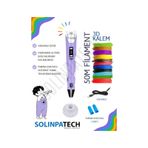 Mor 3D Kalem 3D Pen Yazıcı Kalem | 10 Adet 5 Metre (Toplam 50 Metre) Filament + USB KABLO