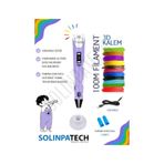 Mor 3D Kalem 3D Pen Yazıcı Kalem | 20 Adet 5 Metre (Toplam 100 Metre) Filament + USB KABLO