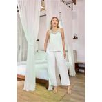 Mor AVM Dantelli ve Dekolteli Saten Pijama Takımı