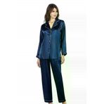 Mor AVM Lacivert İkili Saten Gecelik Pijama Takımı 7647