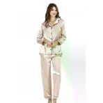 Mor AVM Pudra İkili Saten Gecelik Pijama Takımı 7647