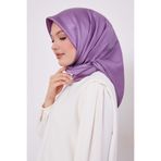 Mor Benek Desen Monogram İpek Eşarp