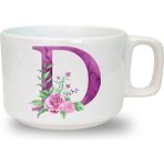 Mor D Harfi Baskılı Seramik Kahve Kupası - 1 Adet - 199 ml
