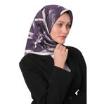 Mor Fırça İzi Desen Twill İpek Eşarp
