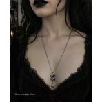 Mor Hilal Ay Yıldız Figürlü Gotik Kolye Gümüş Renk Unisex 60 Cm