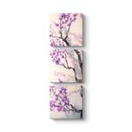 Mor Japon Ağacı Tablosu 60 x 186-3 Parçalı