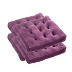 Mor Kadife Yemek Sandalyesi Minderi 4'lü Set, Kaymaz Ekstra Kalın 8,1 cm Mutfak ve Yemek Odası için Sandalye Minderleri, Konfor ve Stil için 16x16 Koltuk Minderleri