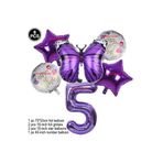 Mor Kelebek Mor Rakam Folyo Balon Set, 5