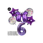 Mor Kelebek Mor Rakam Folyo Balon Set, 6
