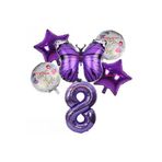 Mor Kelebek Mor Rakam Folyo Balon Set, 8