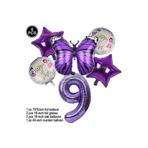 Mor Kelebek Mor Rakam Folyo Balon Set, 9