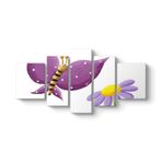Mor Kelebek Tablosu 182 x 90-5 Parçalı