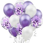 Mor Konfetili Şeffaf Balon Seti 20 Adet