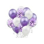 Mor Konfetili Şeffaf Balon Ve Mor Beyaz Balon Seti 20 Adet