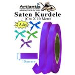 Mor Kurdele Saten 1 Cm 10 Metre 2 Adet Saten Kurdela Parlak Hediye Ve Süsleme Şeridi Süs Paketleme Çiçek Saç El