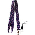 Mor Lale Tulip Boyun Ipi Telefon Askısı - Mor - Açık Pembe - 42cm - ipli