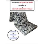 Mor Minder Katlanır Yer Yatağı ve Tek Kişilik Sünger Katlanır Minder Yatak 70X180 cm 6 cm Saat Desen - 70 x 180 cm