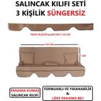 Mor Minder Salıncak Kılıfı Seti Tenteli Süngersiz (164X47) 3 Kişilik Lüks Panama Bej Renk