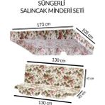 Mor Minder Salıncak Minder Seti Tenteli Ingiliz Gülü Salıncak Minder Seti 2 Kişilik Süngerli Ingiliz Gülü Modeli - Renkli