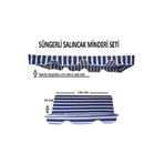 Mor Minder Salıncak Minder Seti Tenteli MAVİ BEYAZ 2 Kişilik Süngerli Işbir Gri Sünger 130X45X3CM