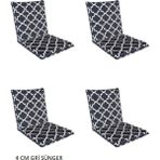 Mor Minder Sandalye Minderi Fermuarlı Yıkanabilir 4'lü Siyah Beyaz Desen 4 cm Sünger Alt 42x42 Sırt 42x42 - Beyaz - Siyah - 42X42 42X42
