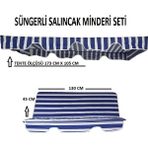 Mor Minder Süngerli Salıncak Minder Seti Tenteli Bahçe Minderi 2 Kişilik Süngerli Mavi-Beyaz - Mavi - Beyaz