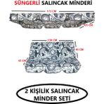 Mor Minder Süngerli Salıncak Minder Seti Tenteli Bahçe Minderi 2 Kişilik Süngerli Saat Desen - Lacivert