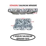 Mor Minder Süngerli Salıncak Minder Seti Tenteli Bahçe Minderi 2 Kişilik Süngerli Saat Desen