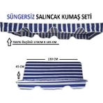 Mor Minder Süngersiz Salıncak Minder Seti Tenteli Bahçe Minderi 2 Kişilik Süngersiz Mavi-Beyaz