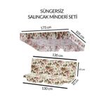 Mor Minder Süngersiz Salıncak Minder Seti Tenteli Salıncak Kumaş Seti 2 Kişilik Süngersiz Ingiliz Gülü
