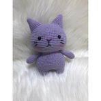 Mor Miniş Pisi Uyku Arkadaşı Amigurumi Organik Oyuncak