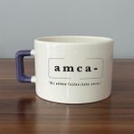 Mor Mürekkep Amca Baskılı Mor Kulplu C Fincan - Açık Gri - Beyaz - 200 ml