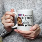 Mor Mürekkep Aura Meselesi Bu Şekerim Baskılı Beyaz Kupa - Açık Gri - Beyaz - 200 ml