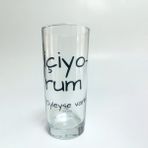 Mor Mürekkep İçiyorum Öyleyse Varım Baskılı Rakı Bardağı - Beyaz