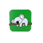 Mor Mürekkep Koala Baskılı Ahşap Bardak Altlığı