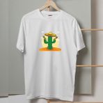Mor Mürekkep Marakas Kaktüs Tasarım Baskılı Erkek Tshirt - XL - Beyaz