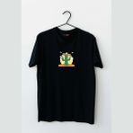 Mor Mürekkep Marakas Kaktüs Tasarım Baskılı Erkek Tshirt - XL - Siyah