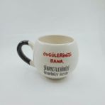 Mor Mürekkep Övgülerinizi Bana, Şikayetlerinizi Kendinize Iletin Baskılı Siyah Kulplu Balon Kupa - Açık Gri - Beyaz - 200 ml