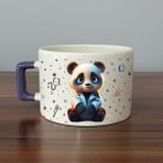 Mor Mürekkep Sad Üzgün Panda - Meslek: Doktor Mor Kulplu Kare Meslek Hediyesi Bardak Kupa Fincan Mug - 86 Adet