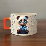 Mor Mürekkep Sad Üzgün Panda - Meslek: Doktor Turuncu Kulplu Kare Meslek Hediyesi Bardak Kupa Fincan Mug - 85 Adet