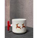 Mor Mürekkep Yılbaşı Geyikleri Tam Turkırmızı Kulplu T Yılbaşı Hediyesi Bardak Kupa Fincan Mug - 66 Adet