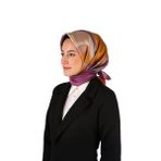 Mor Orkide Desen Twill İpek Eşarp