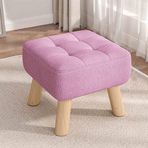 Mor Osmanlı Ayaklıklı Çok Kullanımlı Puf Ayakkabı Değiştirme Sehpa Küçük Tezgah Deri Makyaj Makyaj Tabure El Dolgulu 30x30x26cm