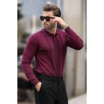 Mor Polo Yaka Çizgili Erkek Triko Kazak 7265 - 2XL