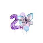Mor Rakamli Kelebek Folyolu Balon Set, 2