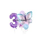 Mor Rakamli Kelebek Folyolu Balon Set, 3